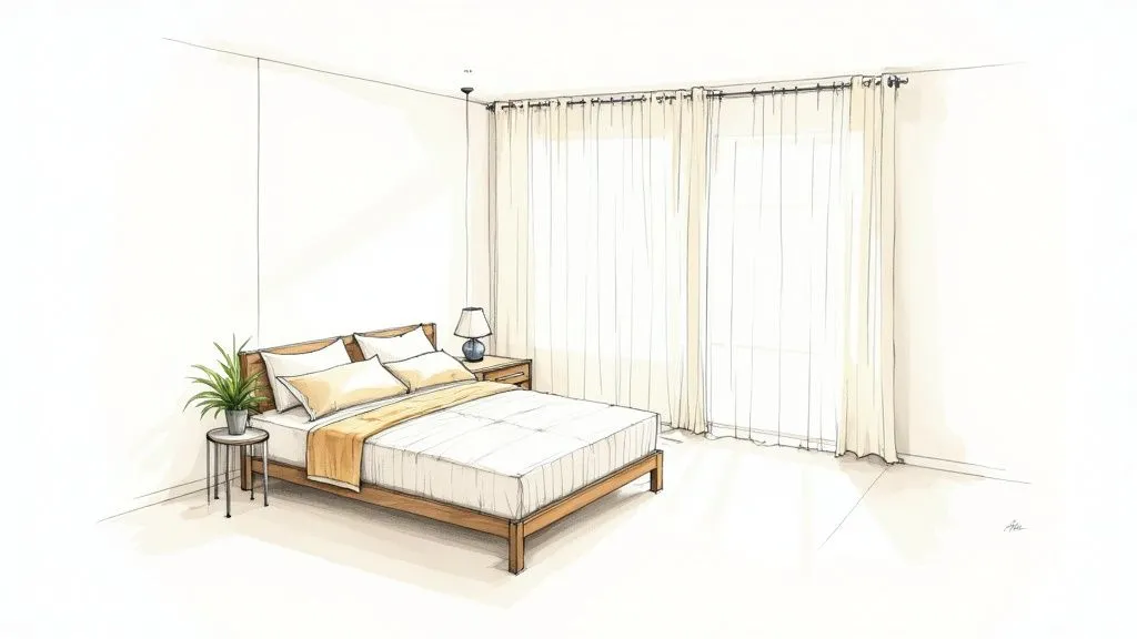 Home staging de un dormitorio amueblado de forma virtual para vender una casa más rápido
