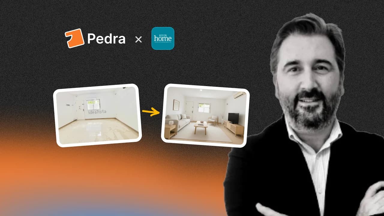 Cómo Kivir Home convierte inmuebles vacíos en hogares imprescindibles con el home staging virtual de Pedra. – Decorative illustration