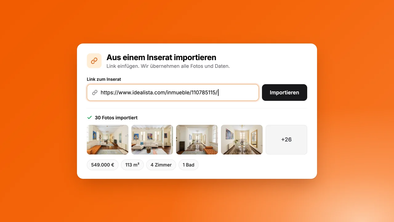 Neu: Immobilie direkt aus dem Inserat-Link importieren