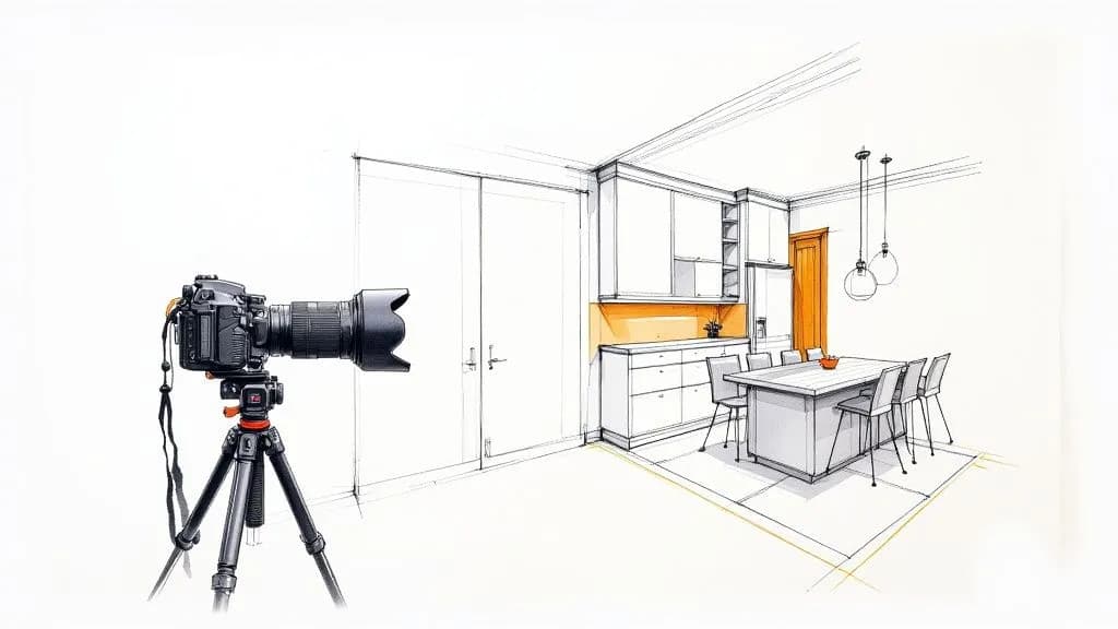 Salón luminoso fotografiado con técnicas de fotografía inmobiliaria de interiores