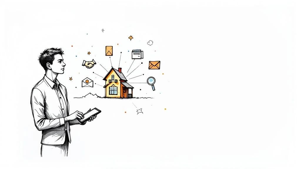 Agente inmobiliario consiguiendo nuevos clientes con estrategias de marketing y captación