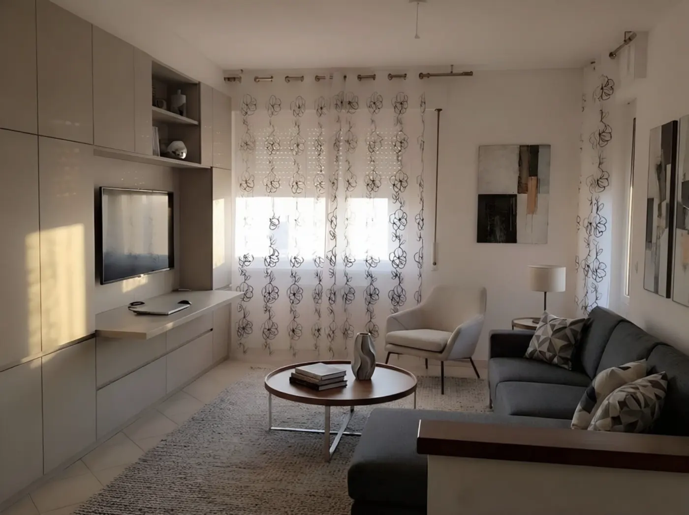 Salón virtually staged in Moderno style
