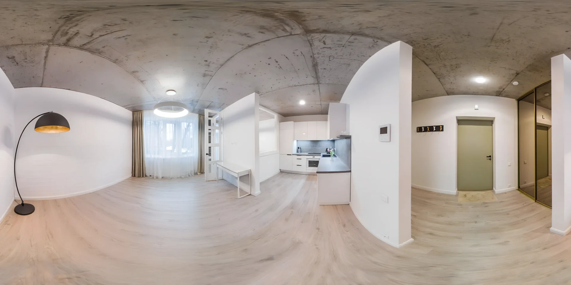 Après : Image de visite virtuelle à 360° vide avec meubles supprimés