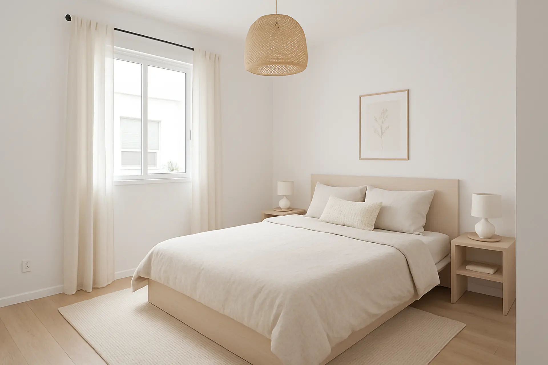 Después de la decoración - dormitorio con tonos cálidos