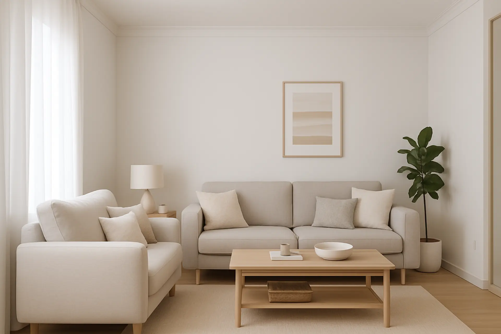 Después de la decoración - sala de estar con decoración escandinava