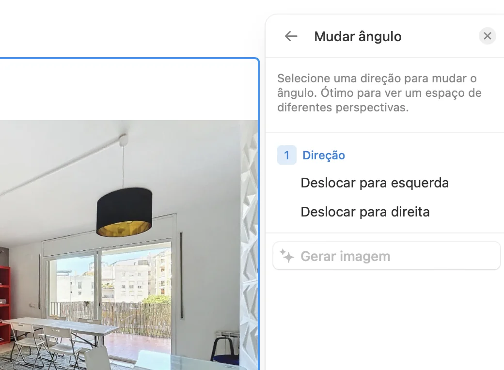 Como alterar o ângulo da câmera na decoração virtual - Sequência de passos