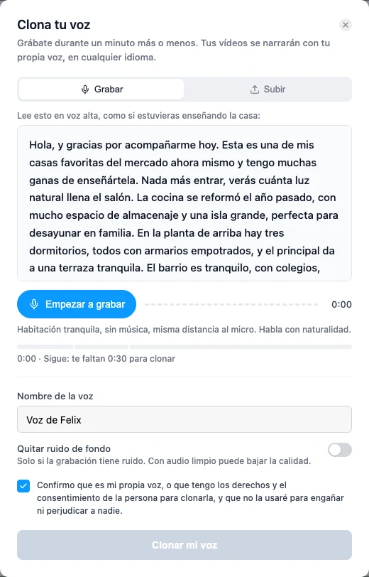 Grabando tu voz para clonarla