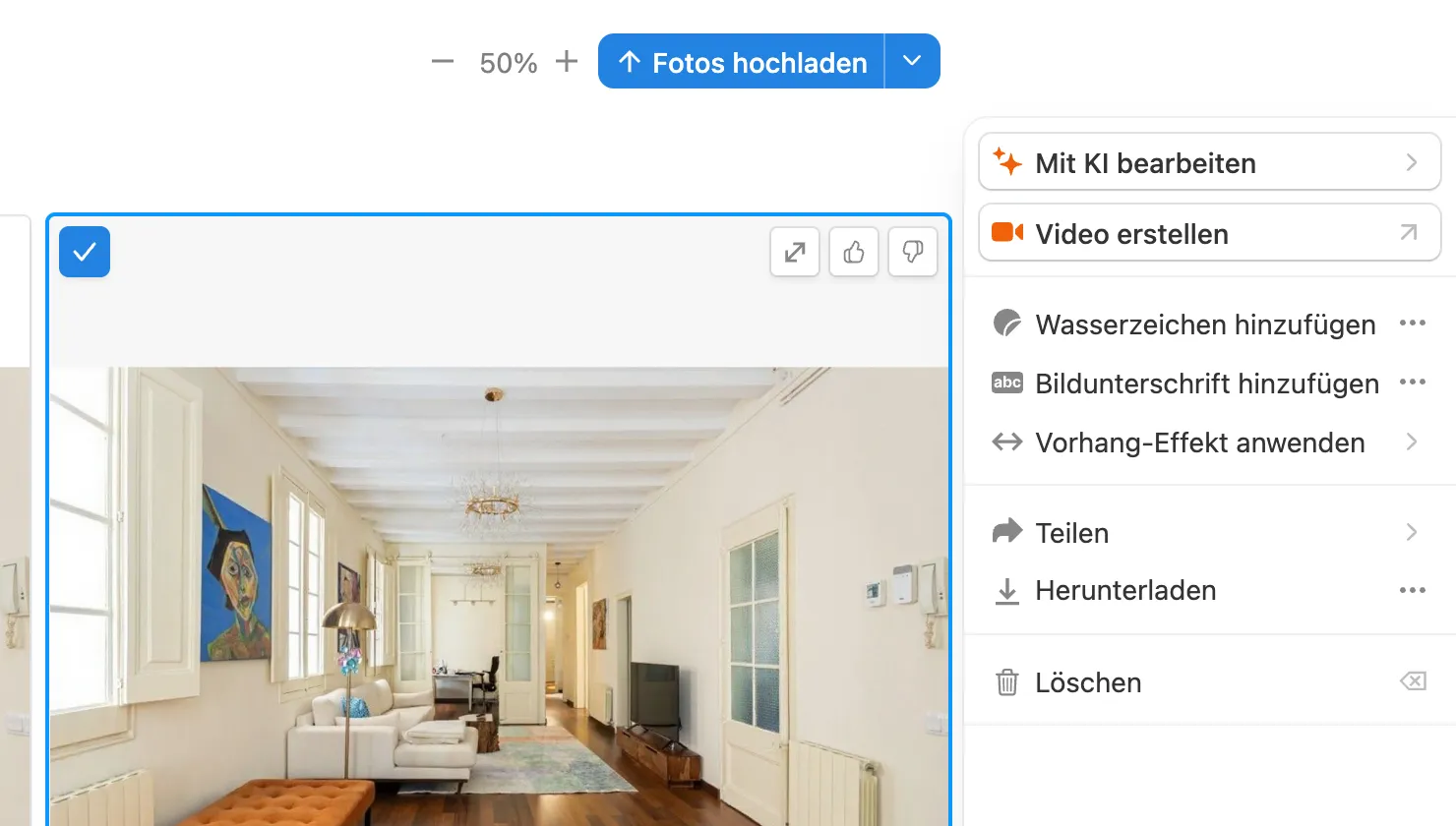 Herunterladen im Bereich des ausgewählten sauberen Fotos