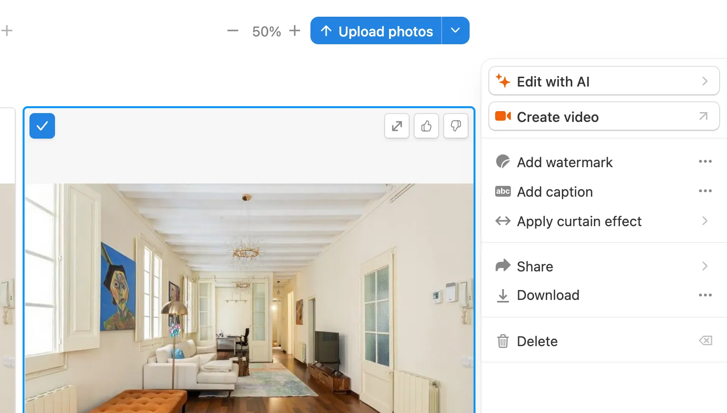 Download in the panel for the selected clean photo