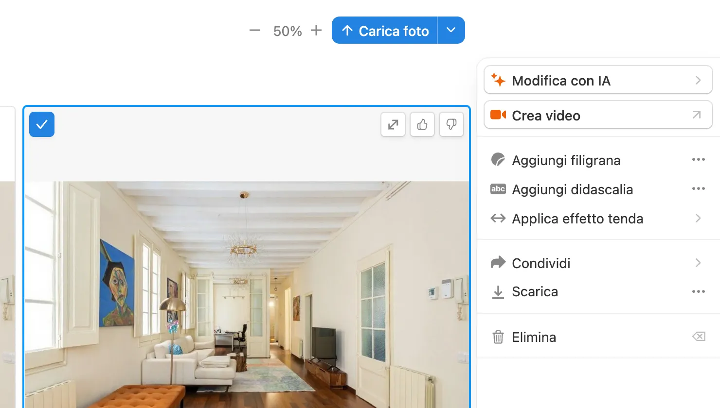 Scarica nel pannello della foto pulita selezionata