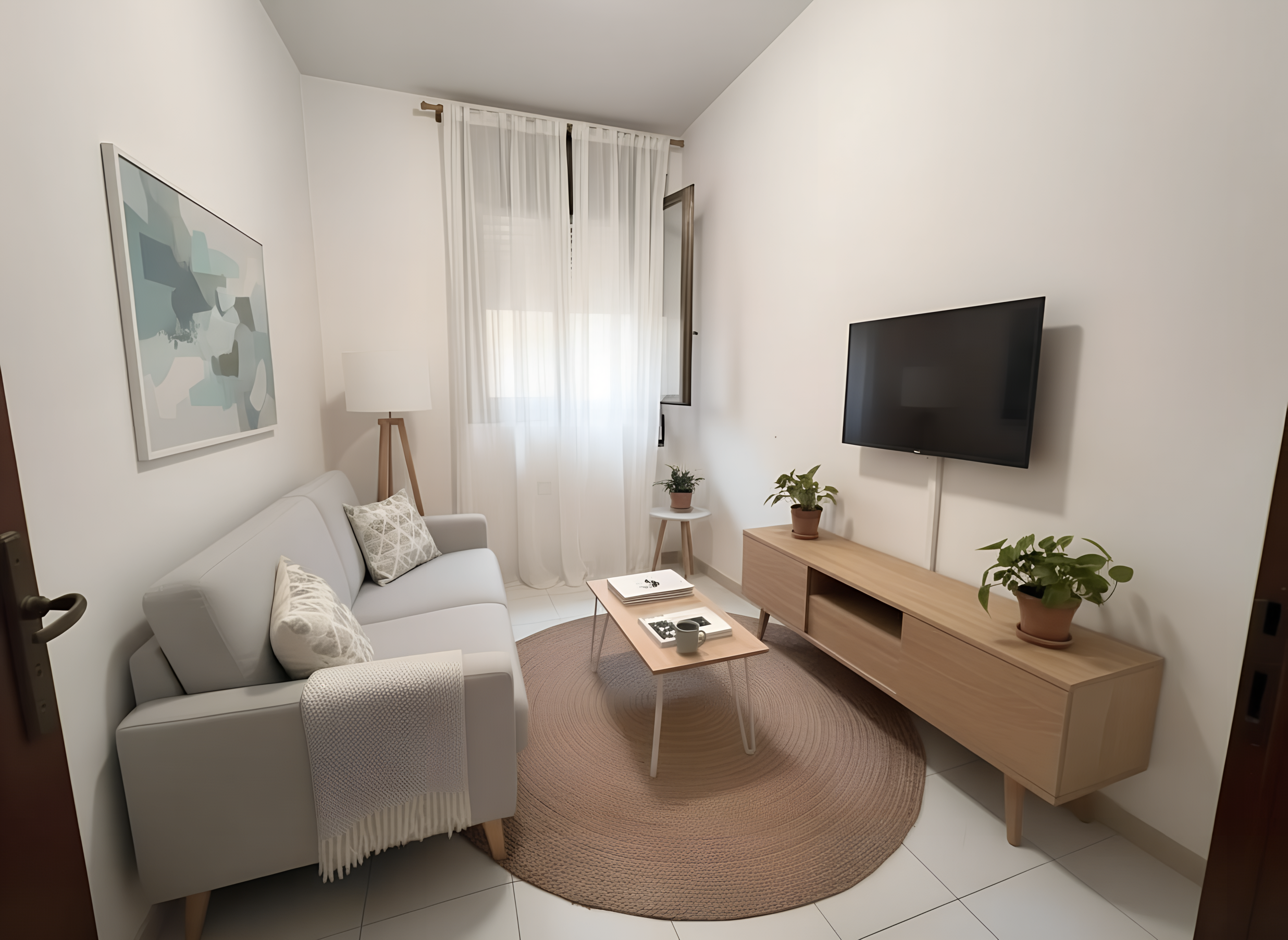 Después de la puesta en escena - sala de estar con estilo escandinavo