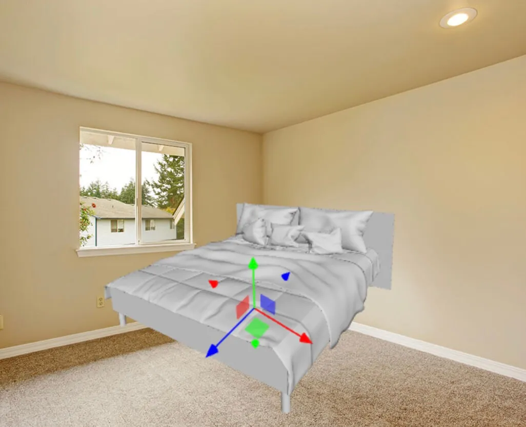 Cambiar posición de objeto 3D para puesta en escena virtual del hogar – Captura de pantalla del software Pedra
