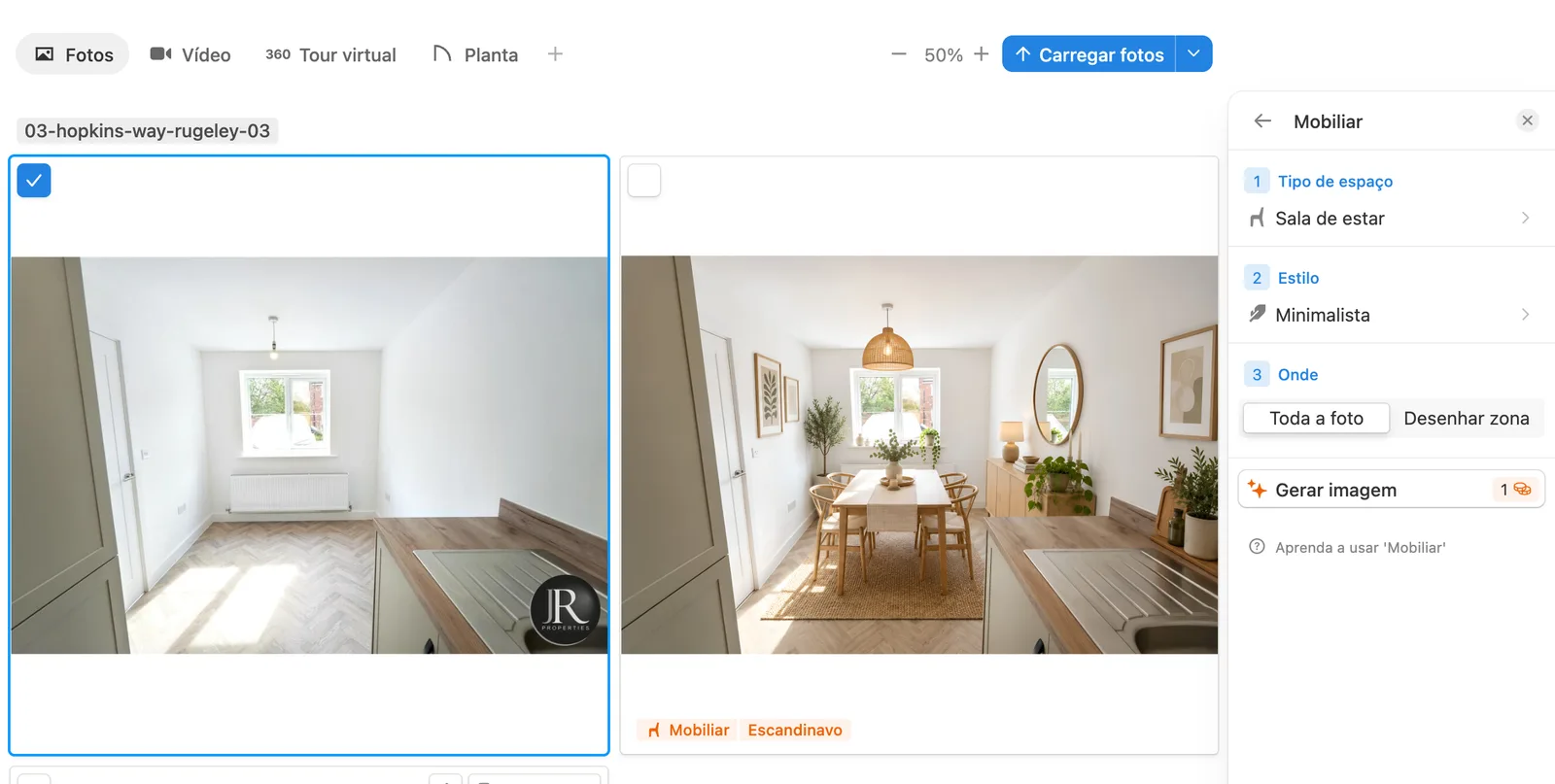Como usar a ferramenta de mobiliário para mobiliar virtualmente – Captura de tela do software Pedra