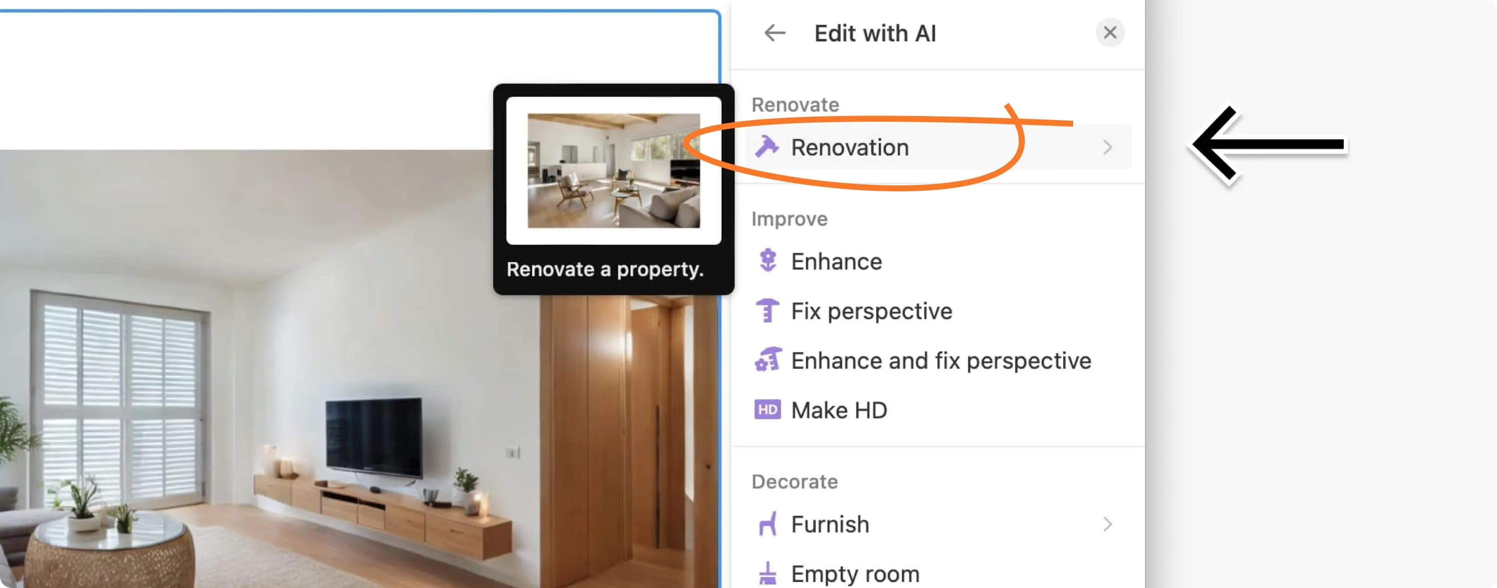 Menú para cómo crear una puesta en escena virtual para propiedades de segunda mano