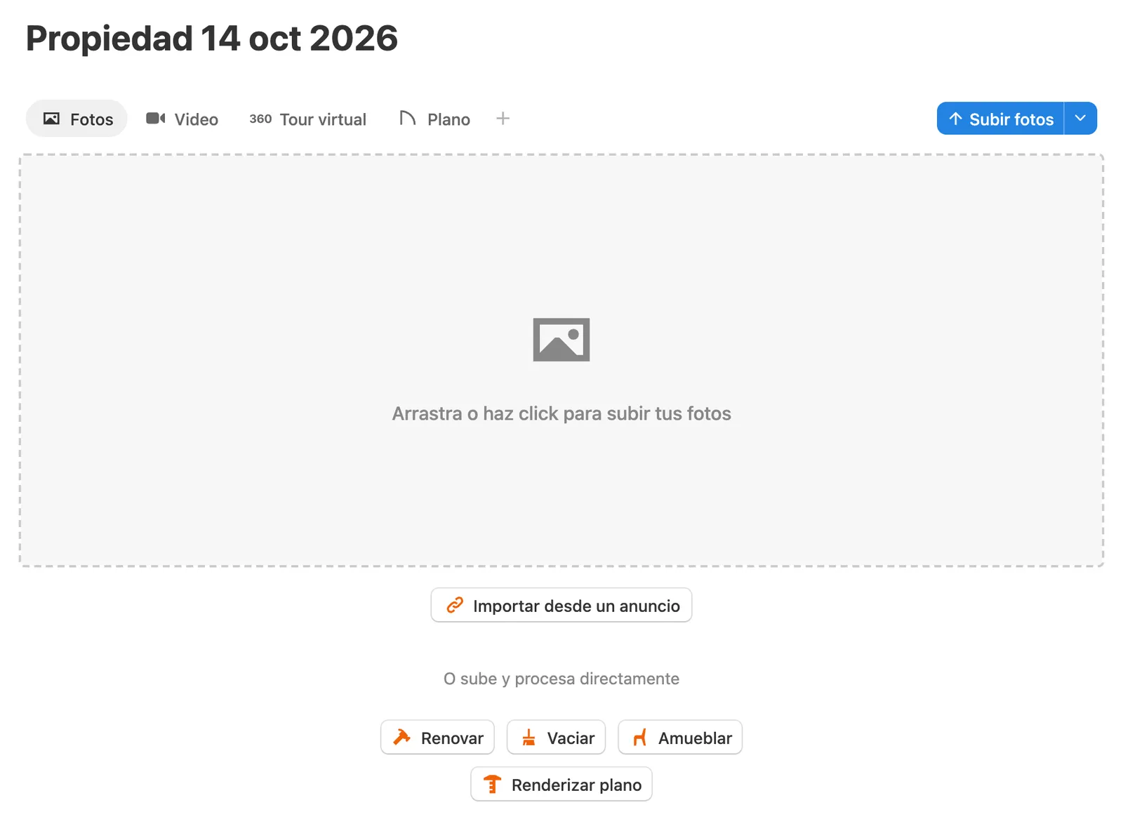 Importar desde un anuncio en una propiedad vacía