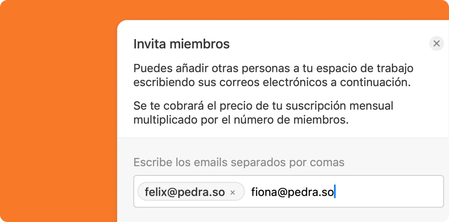 Función de invitación al espacio de trabajo