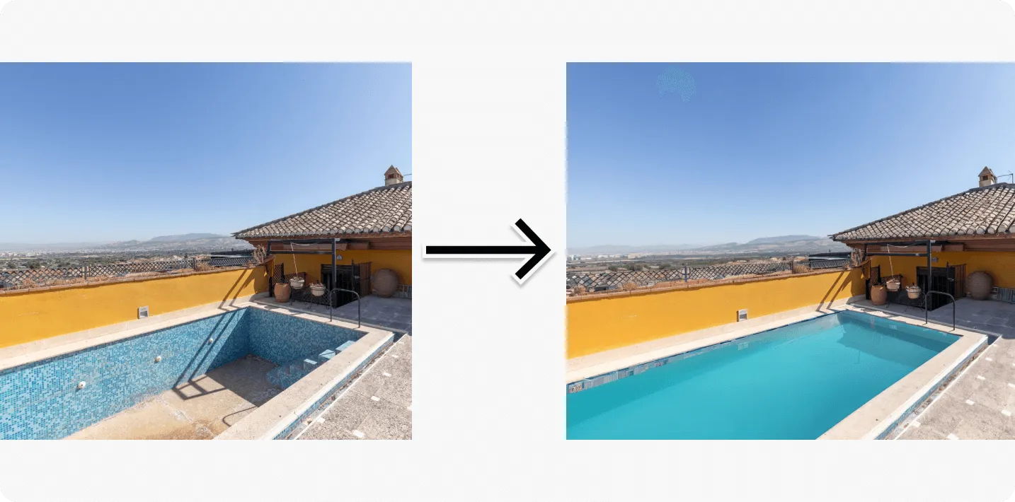 Ejemplo de piscina con agua