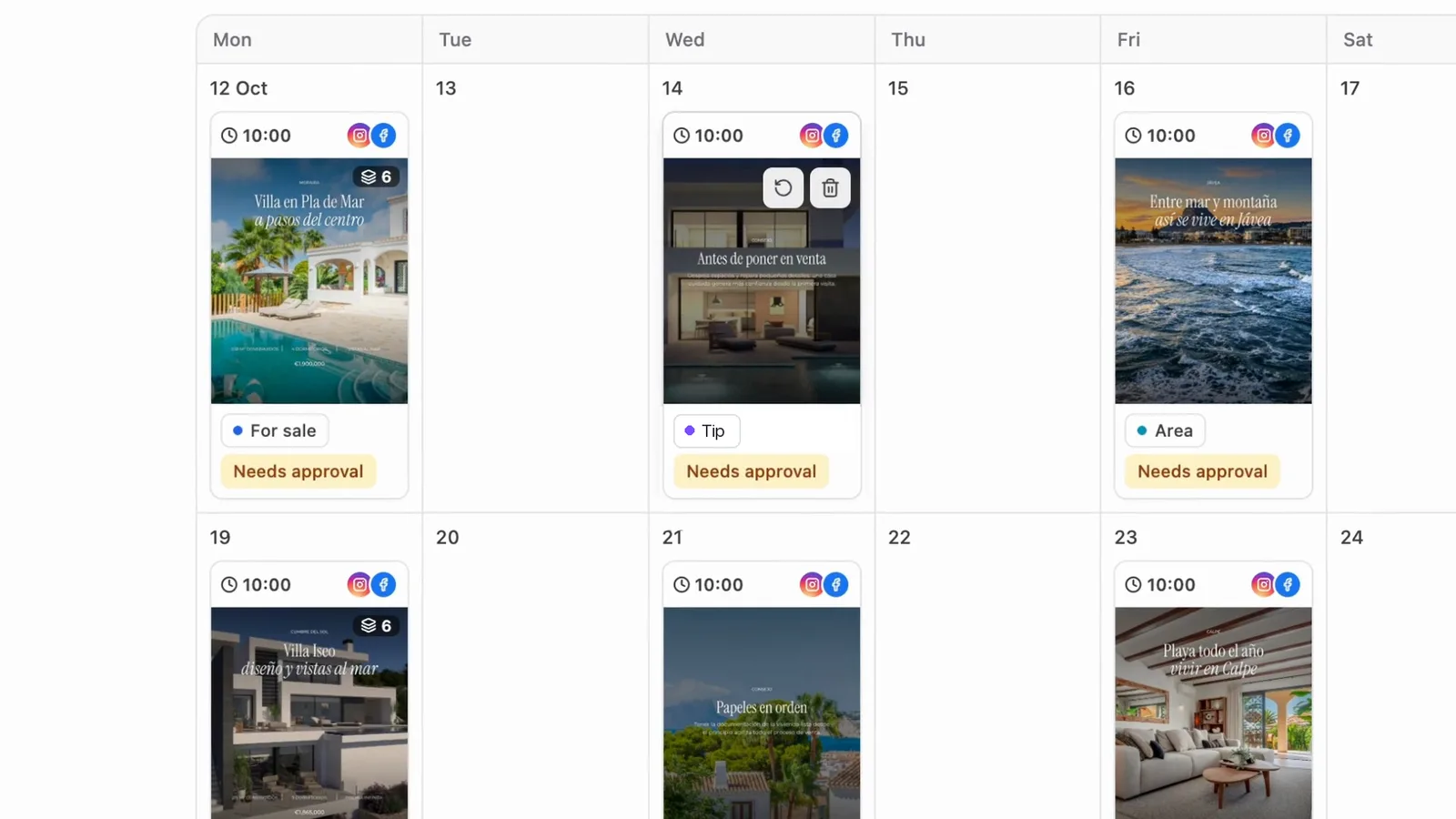 Un mois de posts immobiliers dans le calendrier de Pedra