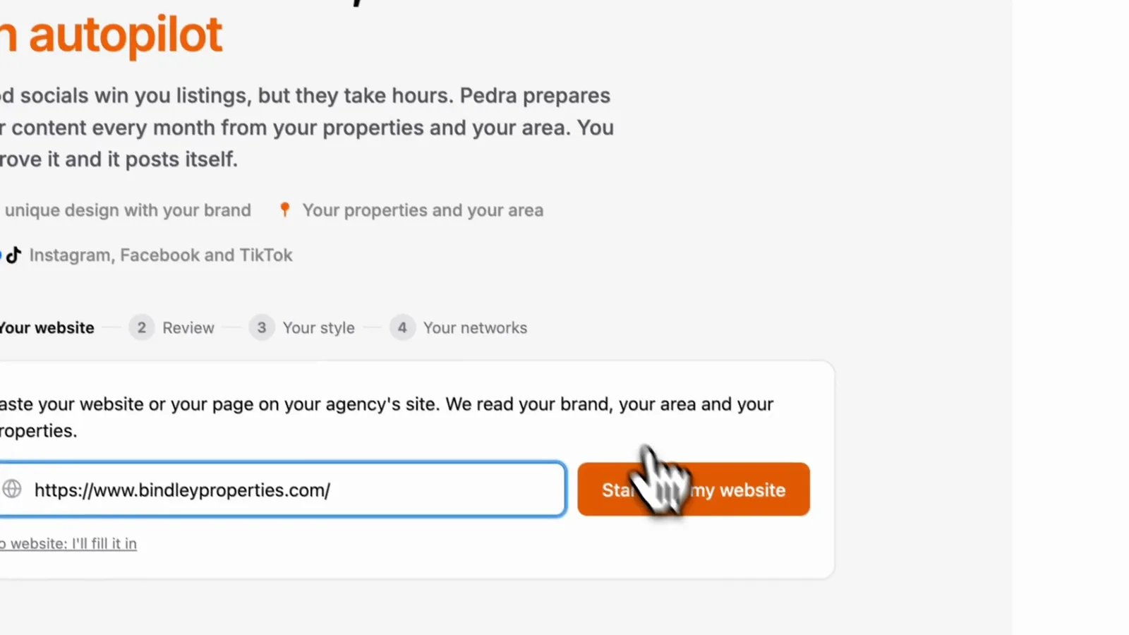 Colando o site da sua imobiliária no Pedra