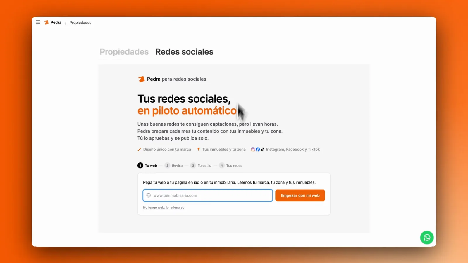 Pegando la web de tu inmobiliaria en Pedra