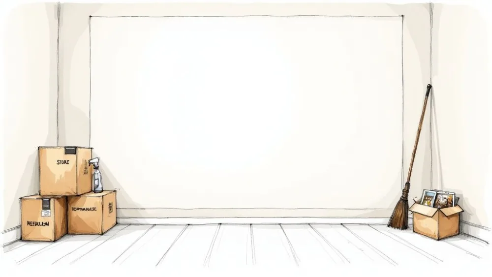 Una habitación limpia, pintada en tonos neutros, con muebles mínimos, lista para el home staging.