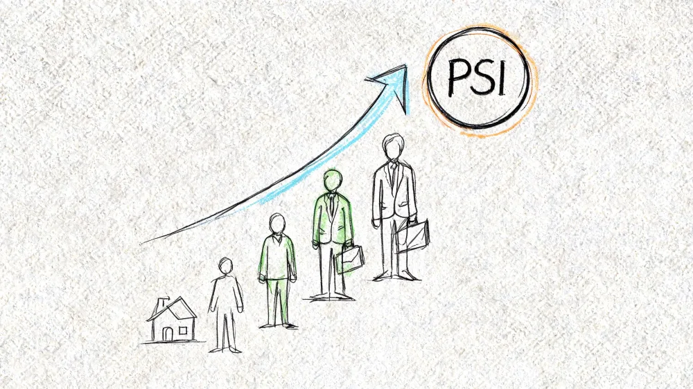 Representación gráfica de un personal shopper inmobiliario asesorando clientes para el crecimiento de sus inversiones