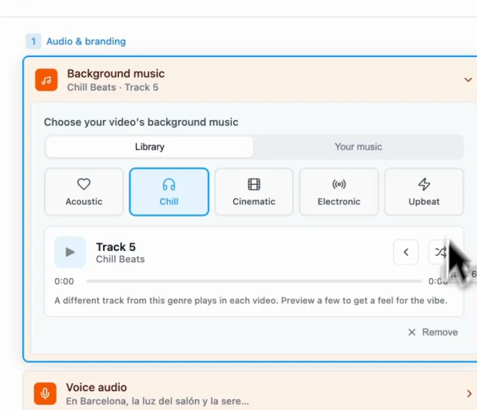 Choosing the background music genre for the reel