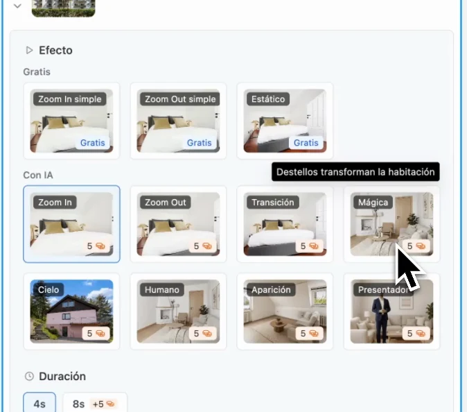 Efectos para la primera escena de un reel inmobiliario en Pedra