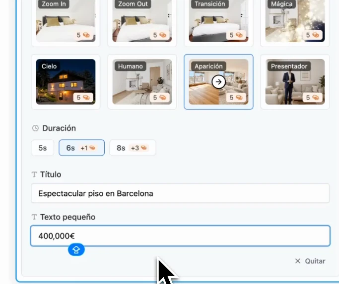 Añadir un título y un texto pequeño a la primera escena antes de generar el vídeo