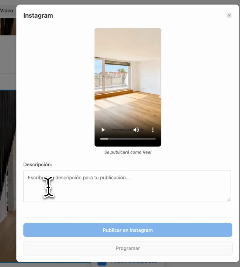 Compartir el reel vertical desde Pedra en Instagram, Facebook, TikTok o YouTube