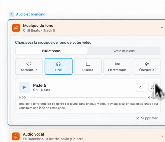 Choisir le genre de musique de fond du reel