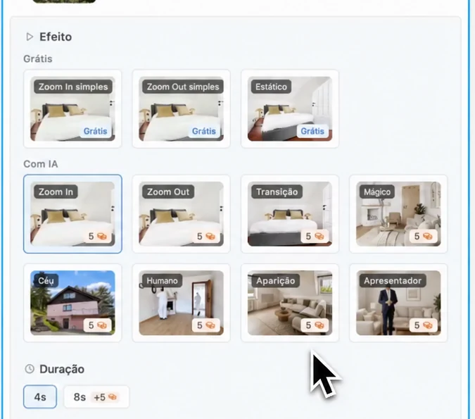 Efeitos para a primeira cena de um reel imobiliário no Pedra