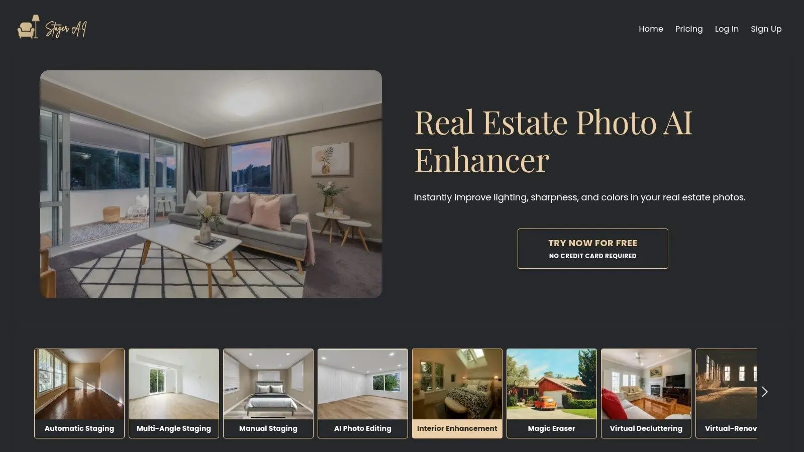 Servizio di miglioramento foto immobiliari basato su AI Stager AI